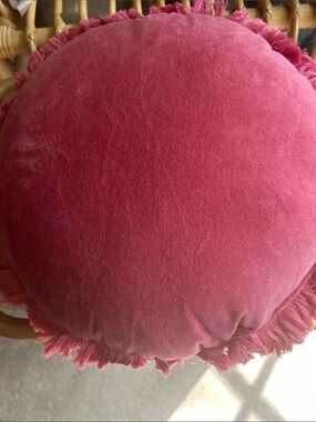 Threshold 16” Round Velvet Fringe Accent Pillow - Rose Pink